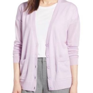 NEW Halogen Purple V-Neck Merino Wool Cardigan XXL